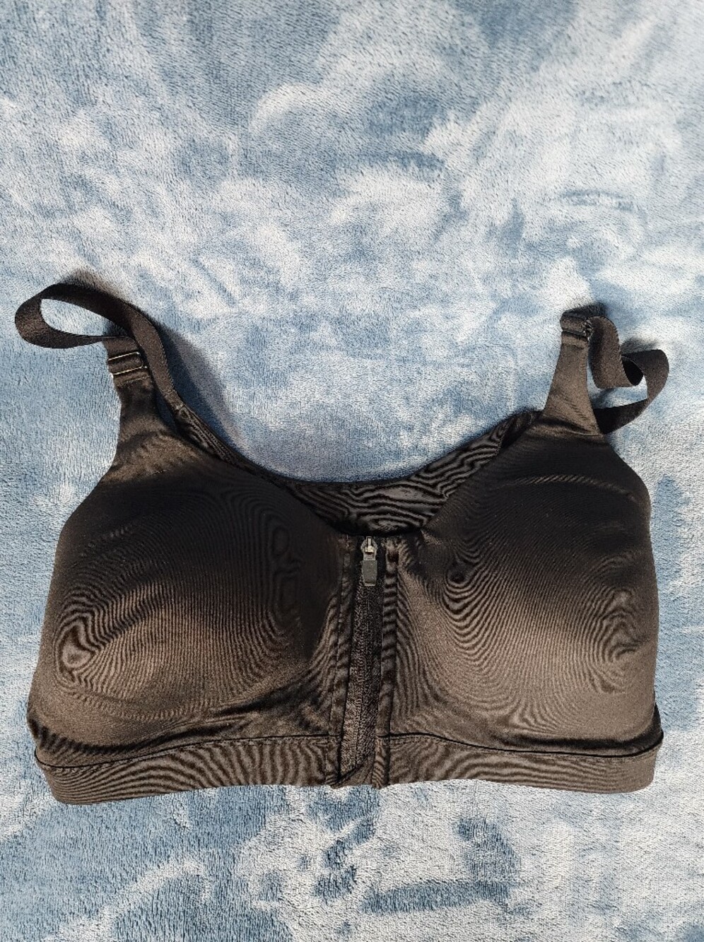 Old Navy Black Front-Zip Sport Bra with Adjustable Straps